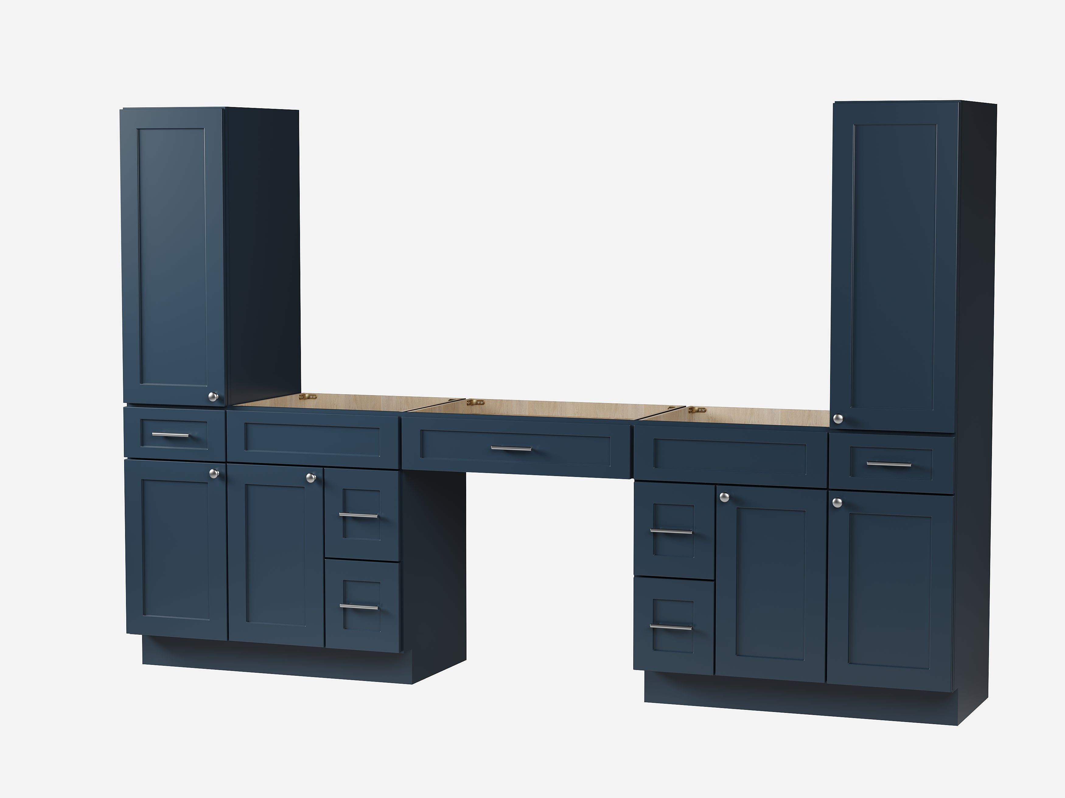 Disar 108'' Double Bathroom Vanity With Tall Linen Cabinet Dovetail Solid Wood Drawer Base Only, Drawer 7