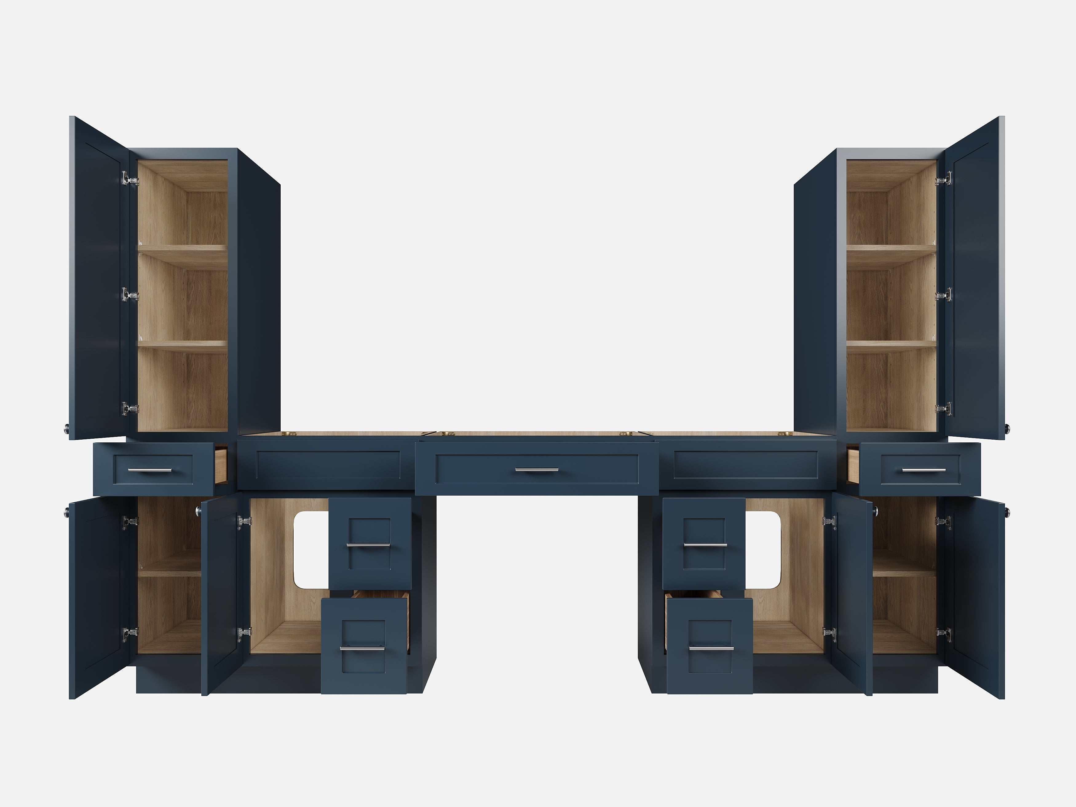 Disar 108'' Double Bathroom Vanity With Tall Linen Cabinet Dovetail Solid Wood Drawer Base Only, Drawer 7