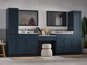Disar 120'' Double Bathroom Vanity With Tall Linen Cabinet Dovetail Solid Wood Drawer Base Only, Drawer 7 Blue