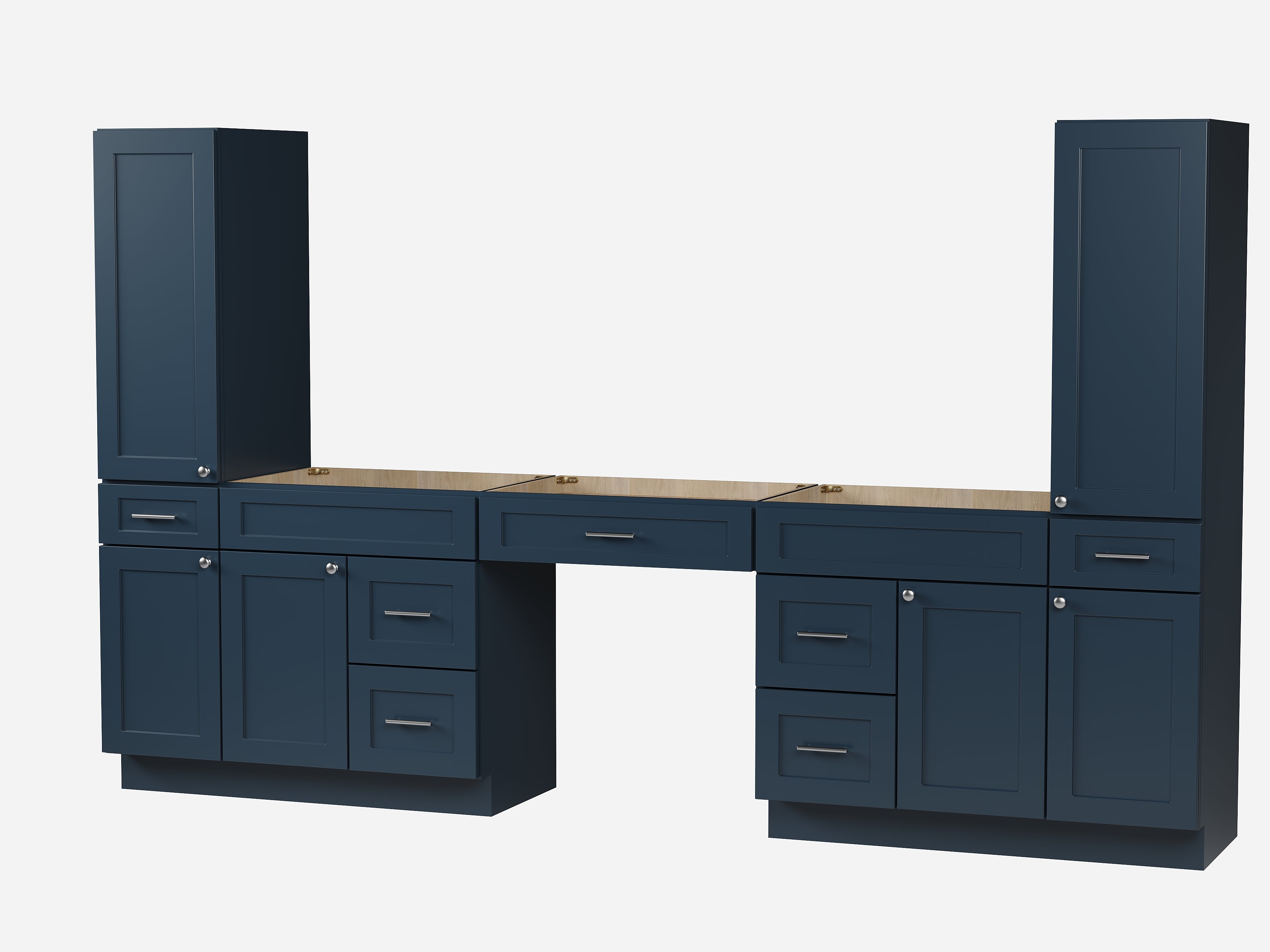 Disar 120'' Double Bathroom Vanity With Tall Linen Cabinet Dovetail Solid Wood Drawer Base Only, Drawer 7