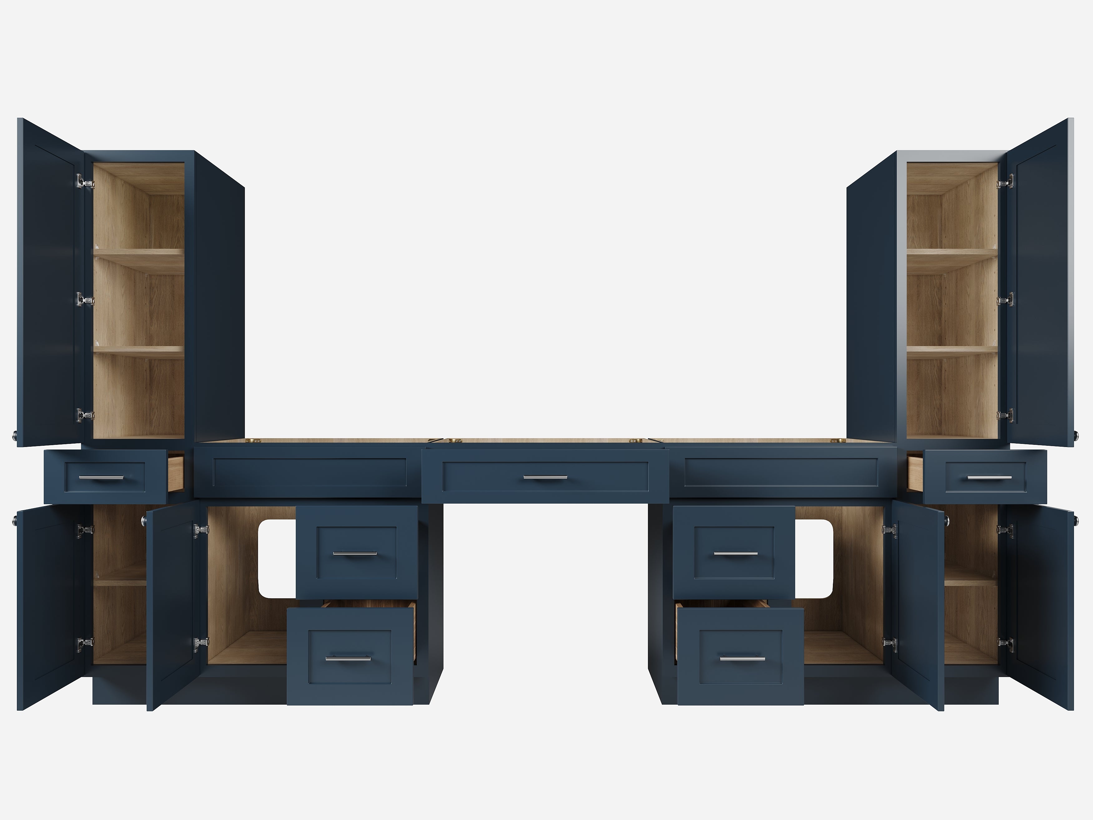 Disar 120'' Double Bathroom Vanity With Tall Linen Cabinet Dovetail Solid Wood Drawer Base Only, Drawer 7