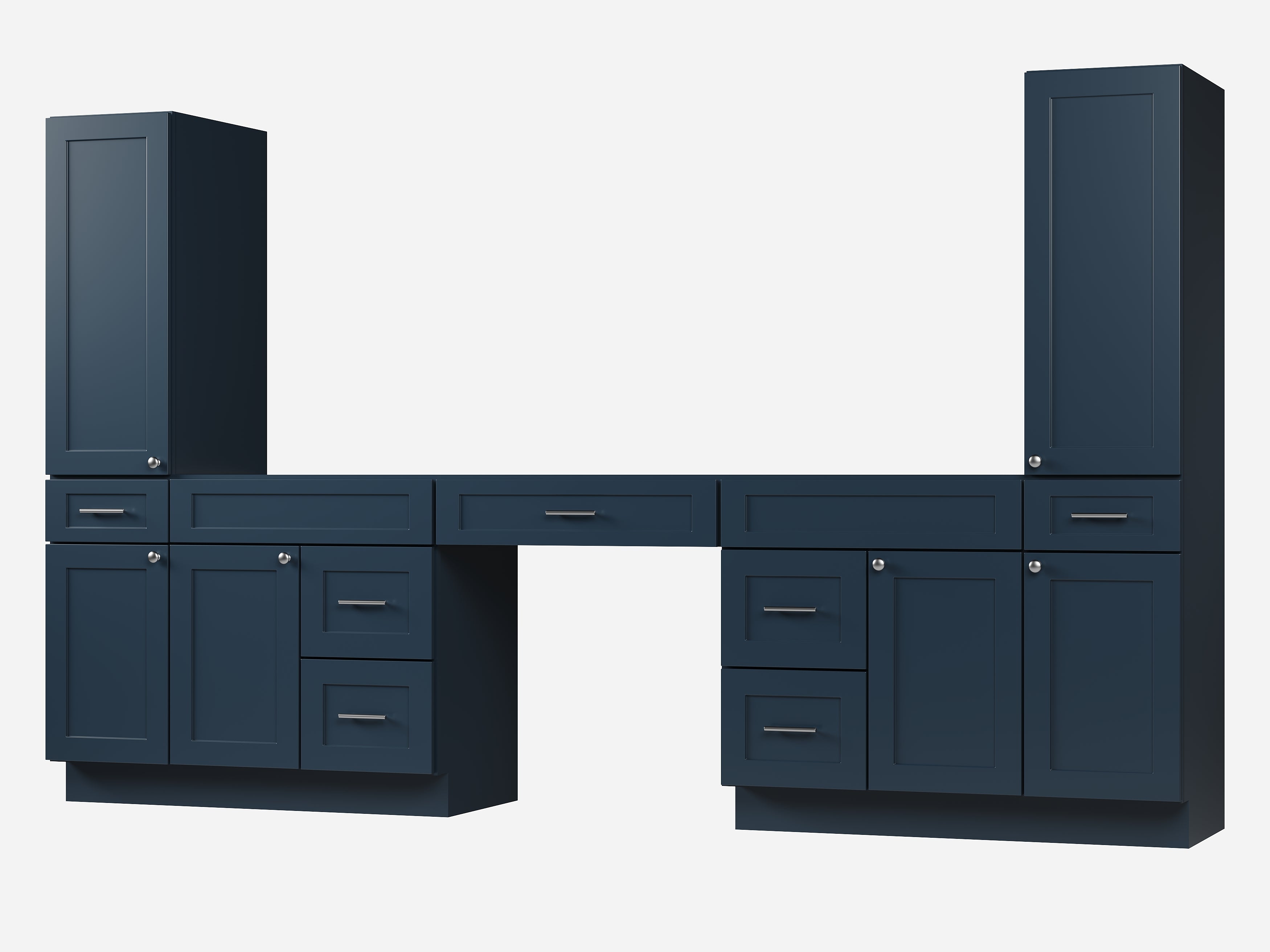 Disar 120'' Double Bathroom Vanity With Tall Linen Cabinet Dovetail Solid Wood Drawer Base Only, Drawer 7