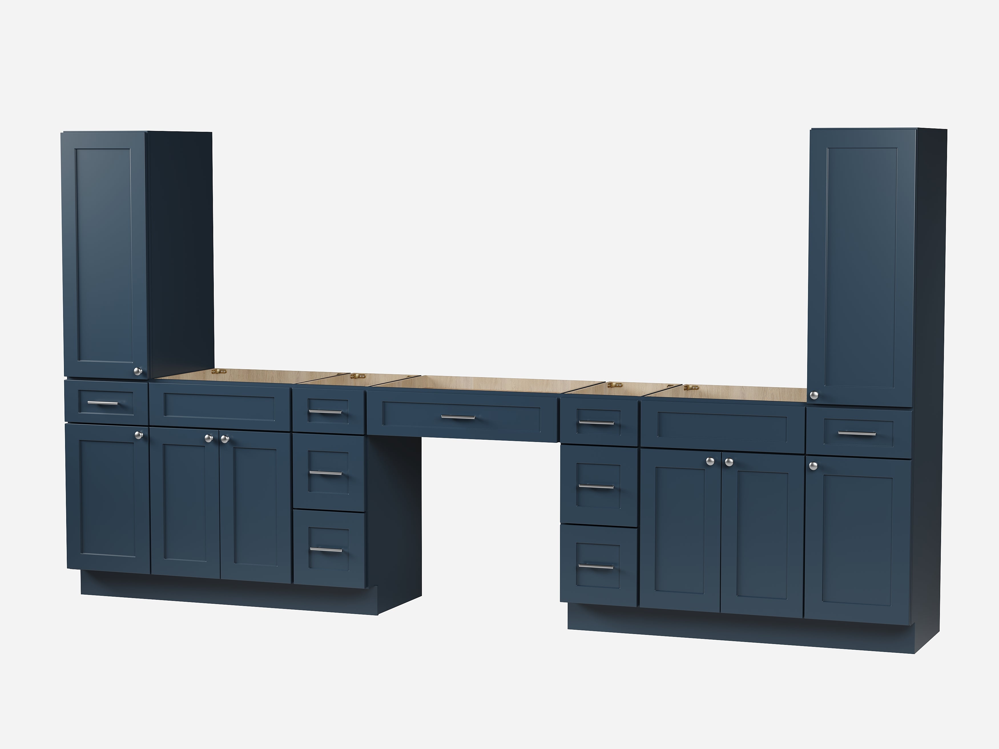 Disar 132'' Double Bathroom Vanity With Tall Linen Cabinet Dovetail Solid Wood Drawer Base Only, Drawer 9