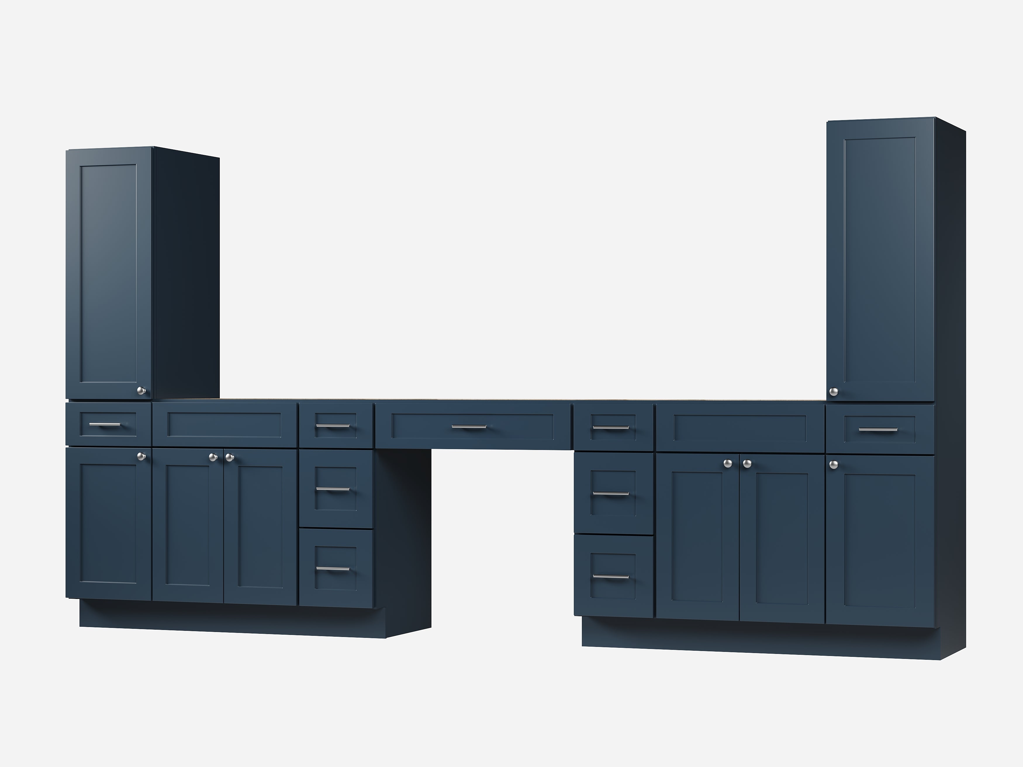 Disar 132'' Double Bathroom Vanity With Tall Linen Cabinet Dovetail Solid Wood Drawer Base Only, Drawer 9