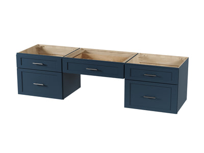 [color:Blue] 78" Floating Wall Mounted Double Bathroom Vanity With Desk, Without Top - Blue front view