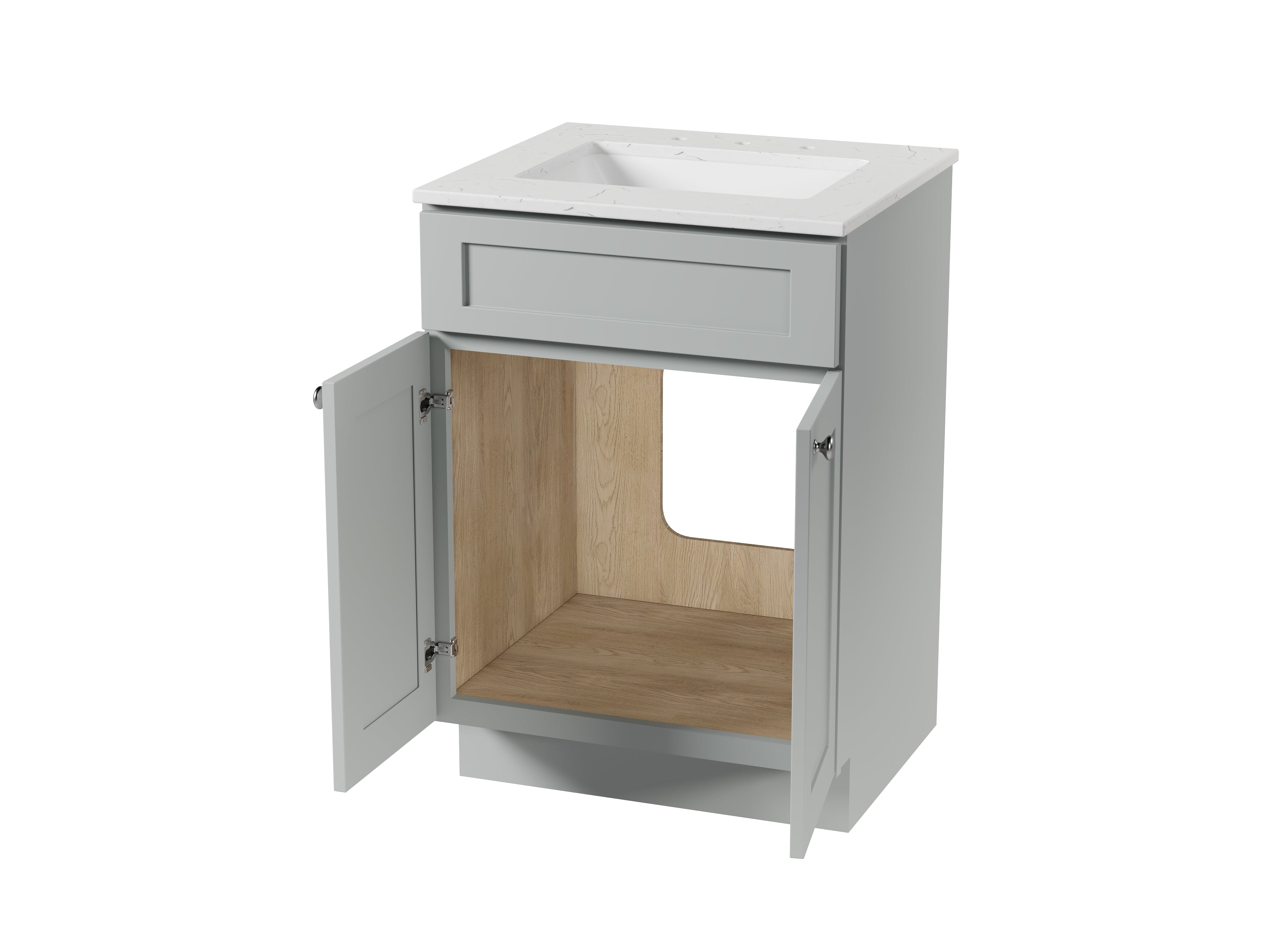 Disar 24" Quartz Top White Bathroom Vanity Single Sink