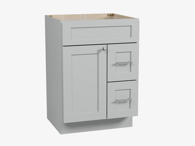 [color:Gray] 24'' Single Bathroom Vanity Base Only, Right Drawer - Gray finish view