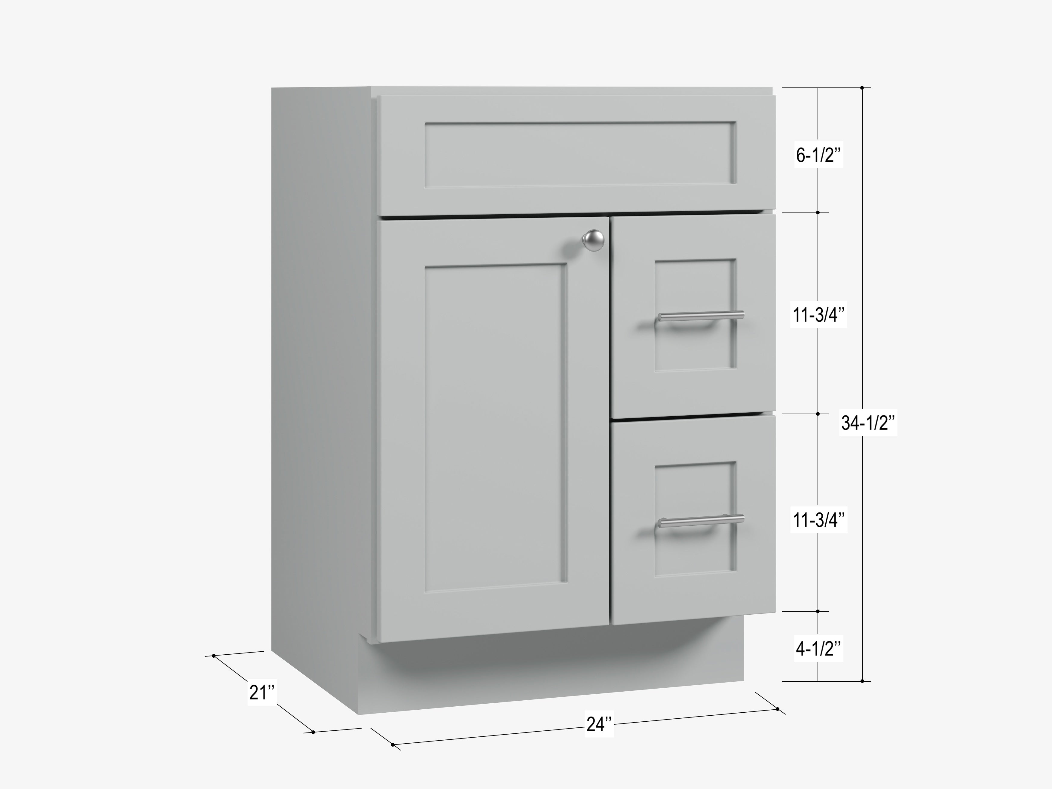24'' Single Bathroom Vanity Base Only Drawer Right