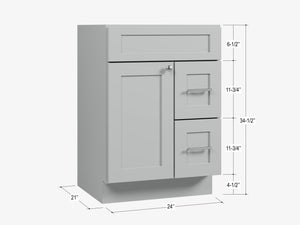 24'' Single Bathroom Vanity Base Only Drawer Right