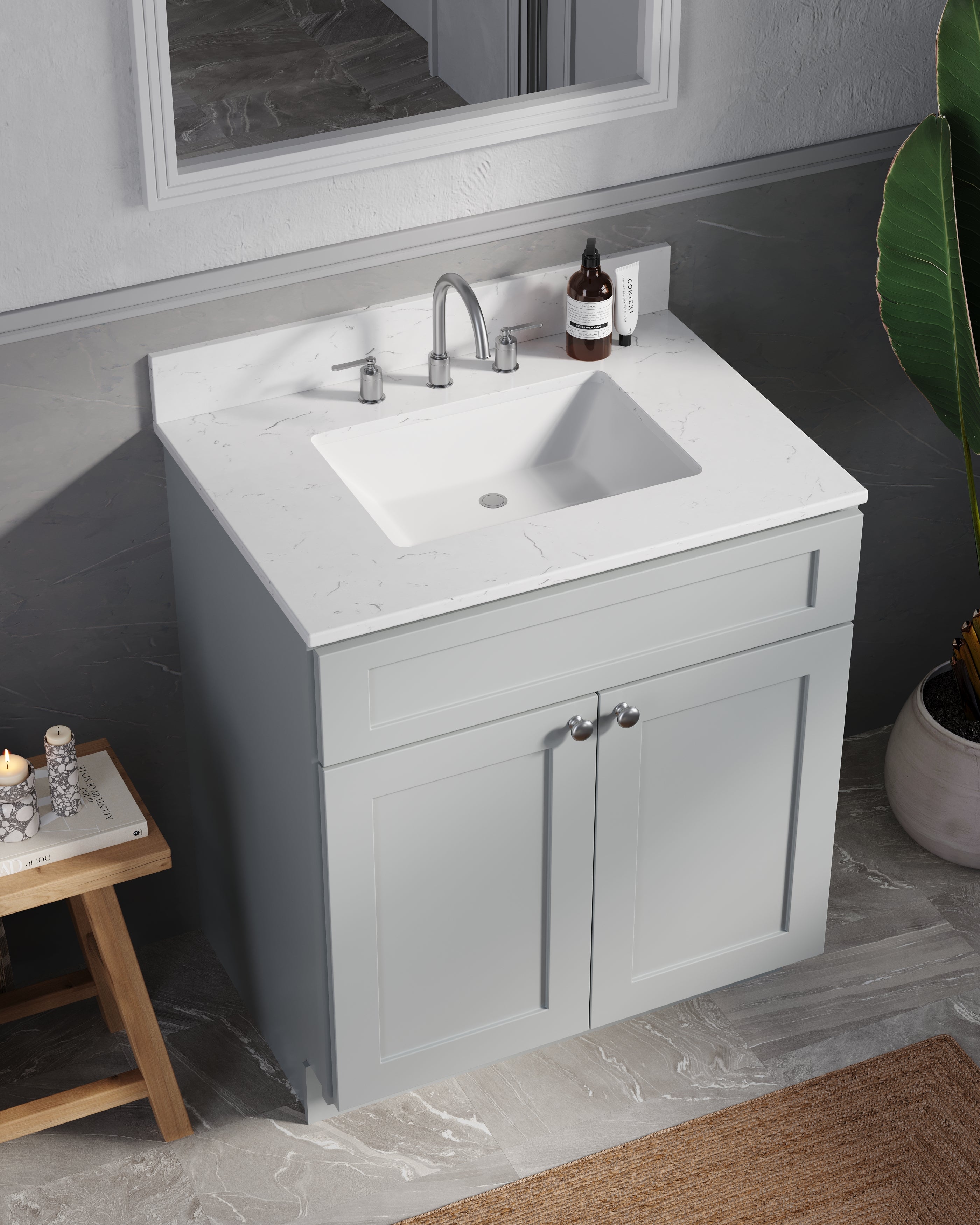 Disar 30 Inch Bathroom Vanity White Single Sink