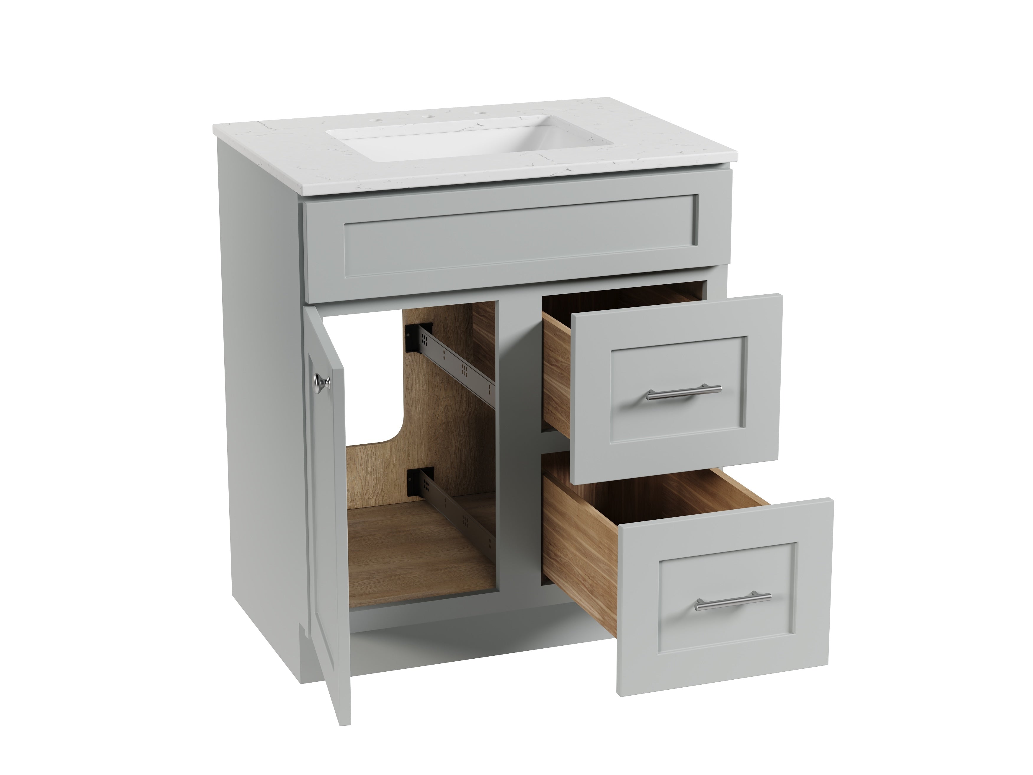 Disar 30 x 21 Inch Drawer Right  Bathroom Vanity White Single Sink