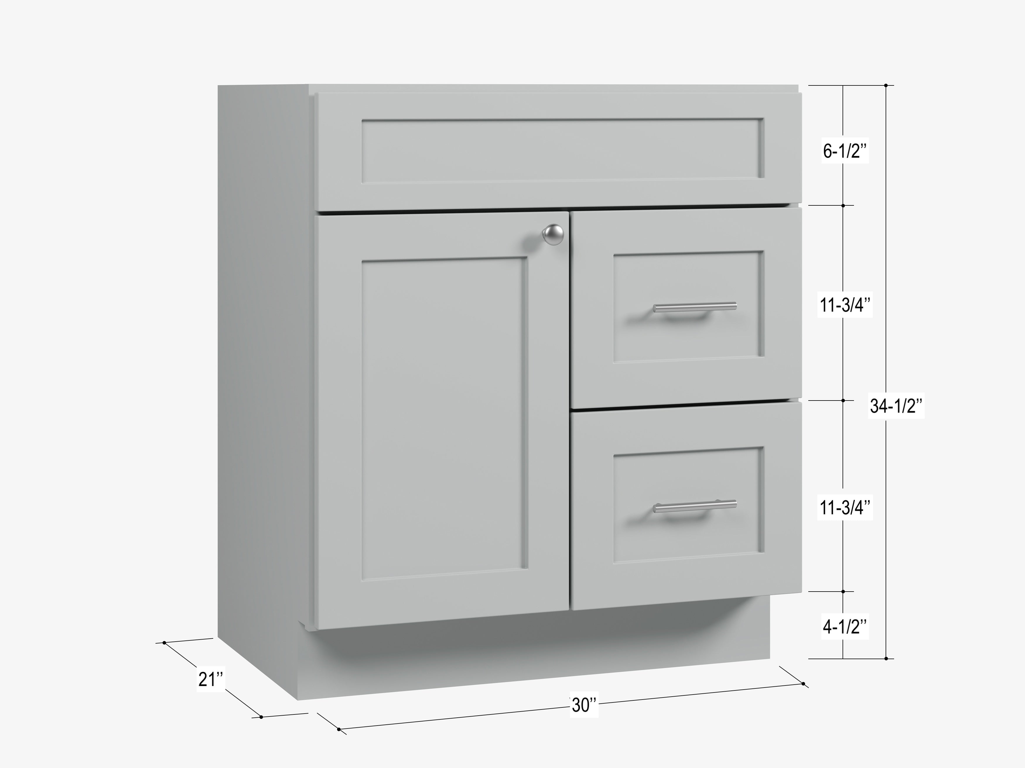 Disar 30'' Bathroom Vanity With Drawer Right Base Only
