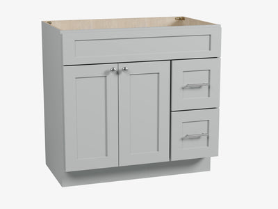 [color:Gray] 36'' Bathroom Vanity With Right Drawer, Base Only - Gray vanity view