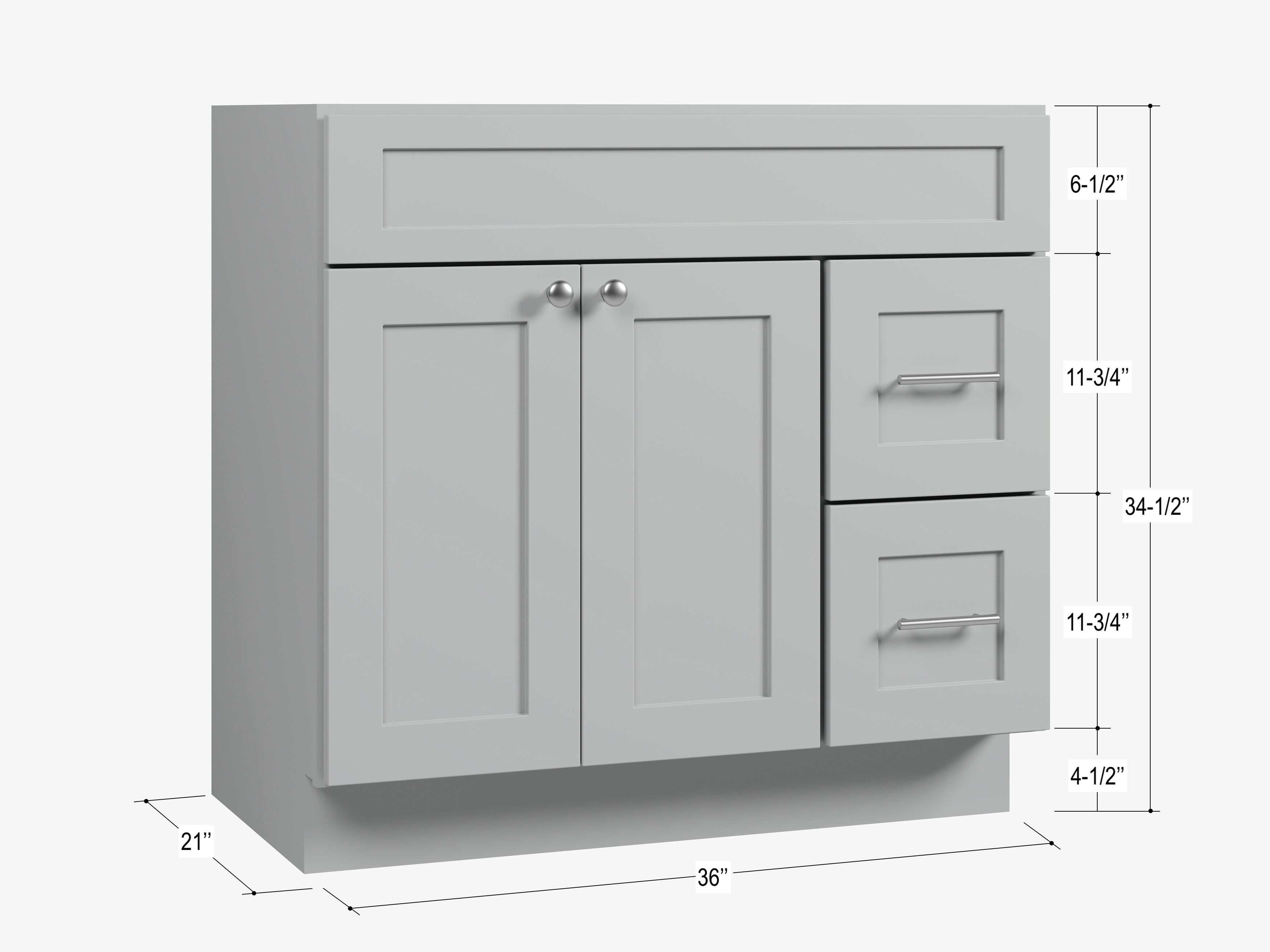 Disar 36'' Bathroom Vanity With Drawer Right Base Only
