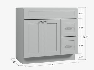 Disar 36'' Bathroom Vanity With Drawer Right Base Only
