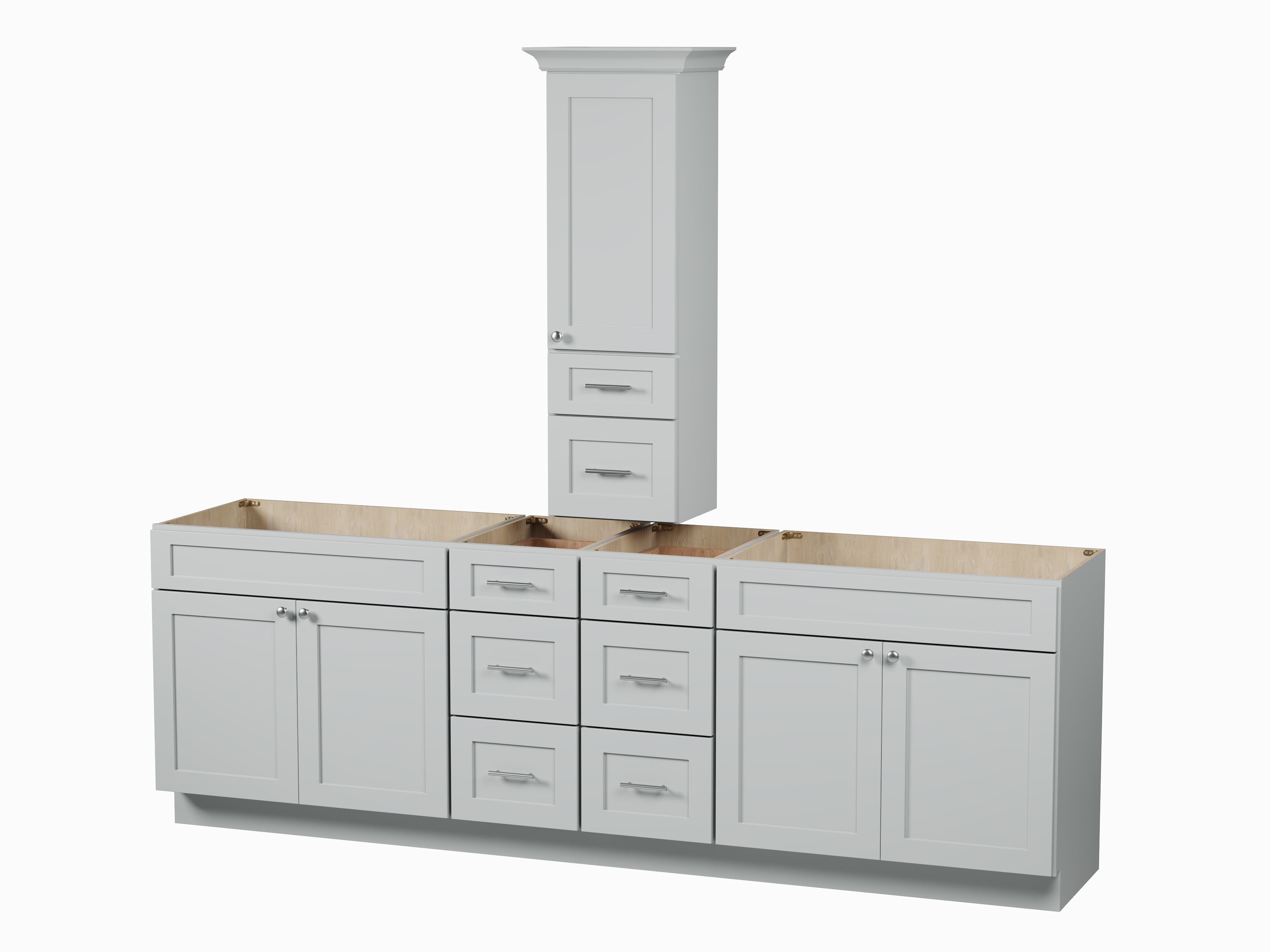 Disar 90' Double Bathroom Vanity With Counter Top Tall Cabinet Base Only