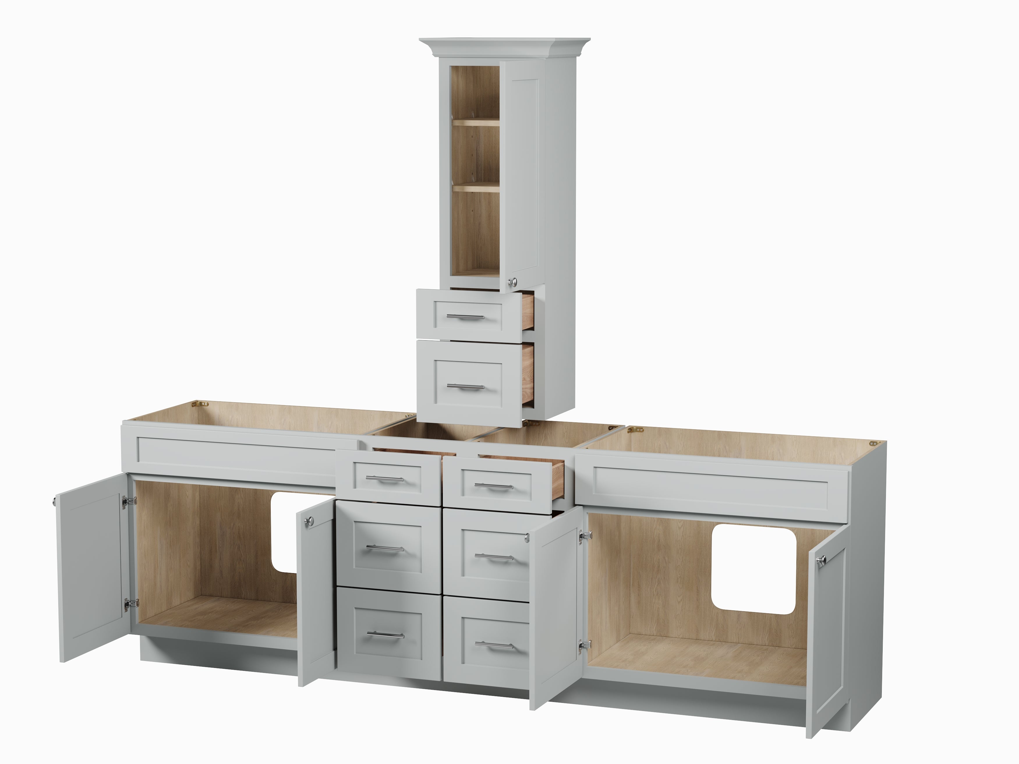 Disar 102' Double Bathroom Vanity With Counter Top Tall Cabinet Base Only