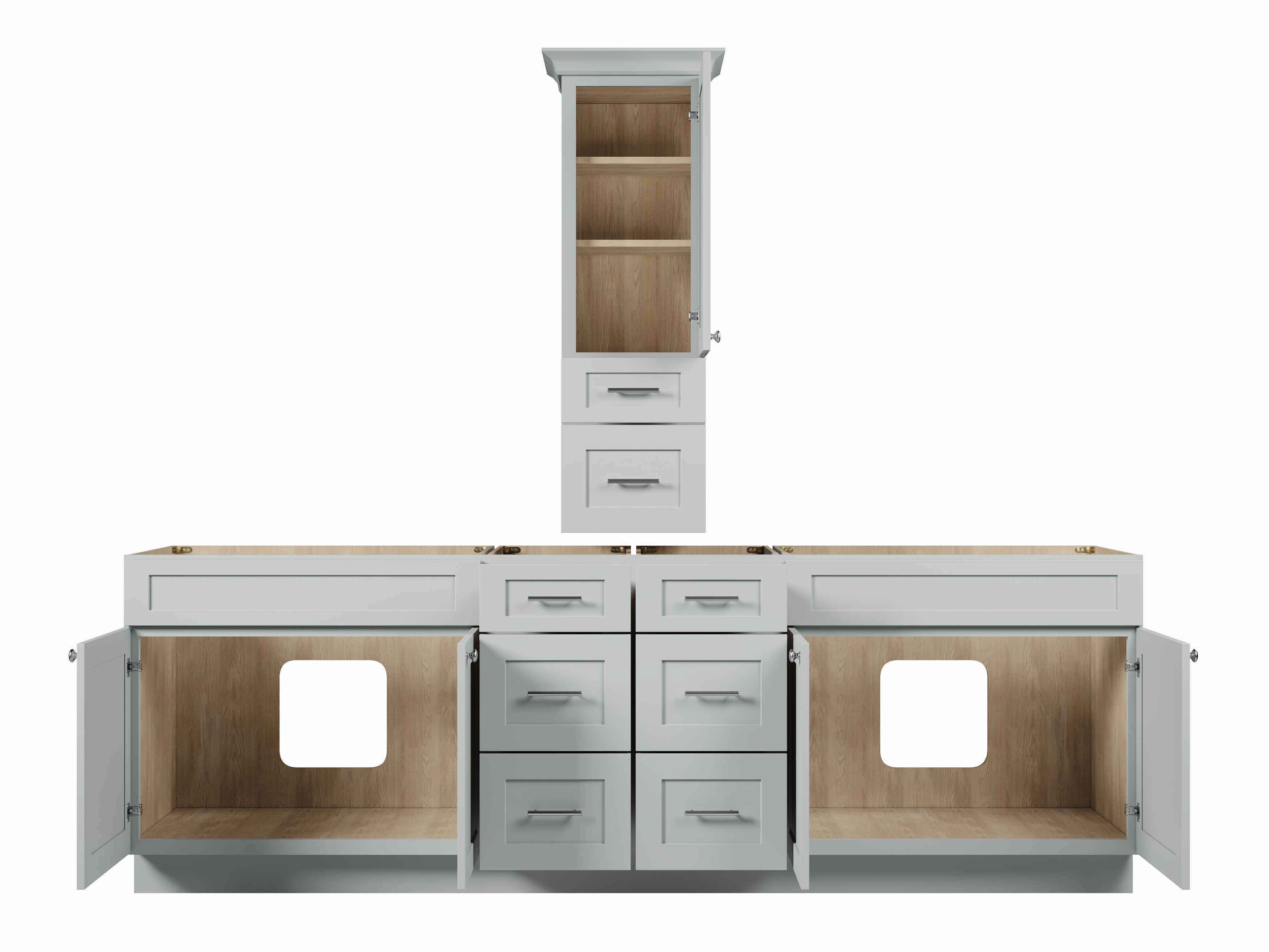 Disar 102' Double Bathroom Vanity With Counter Top Tall Cabinet Base Only