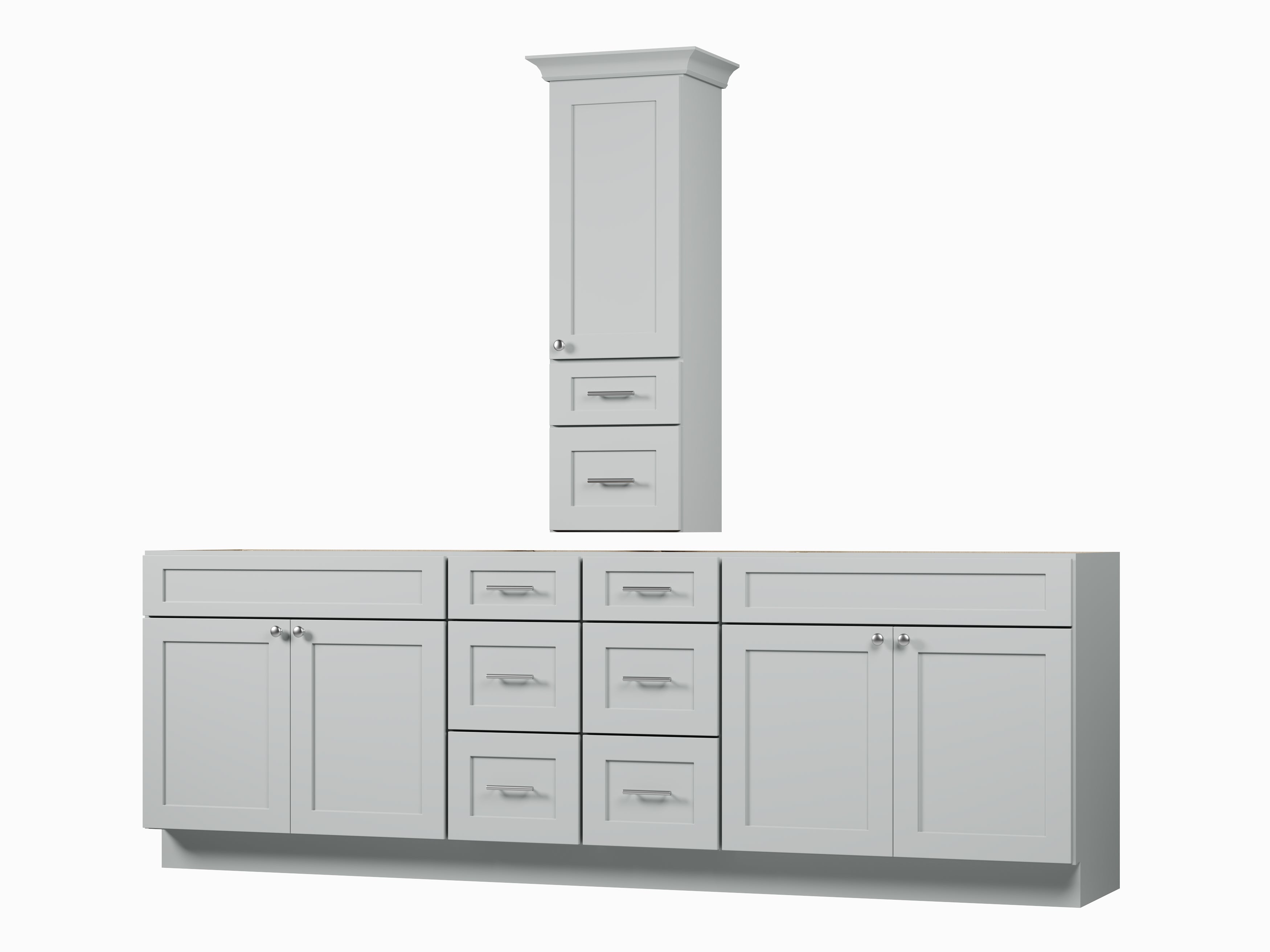 Disar 102' Double Bathroom Vanity With Counter Top Tall Cabinet Base Only