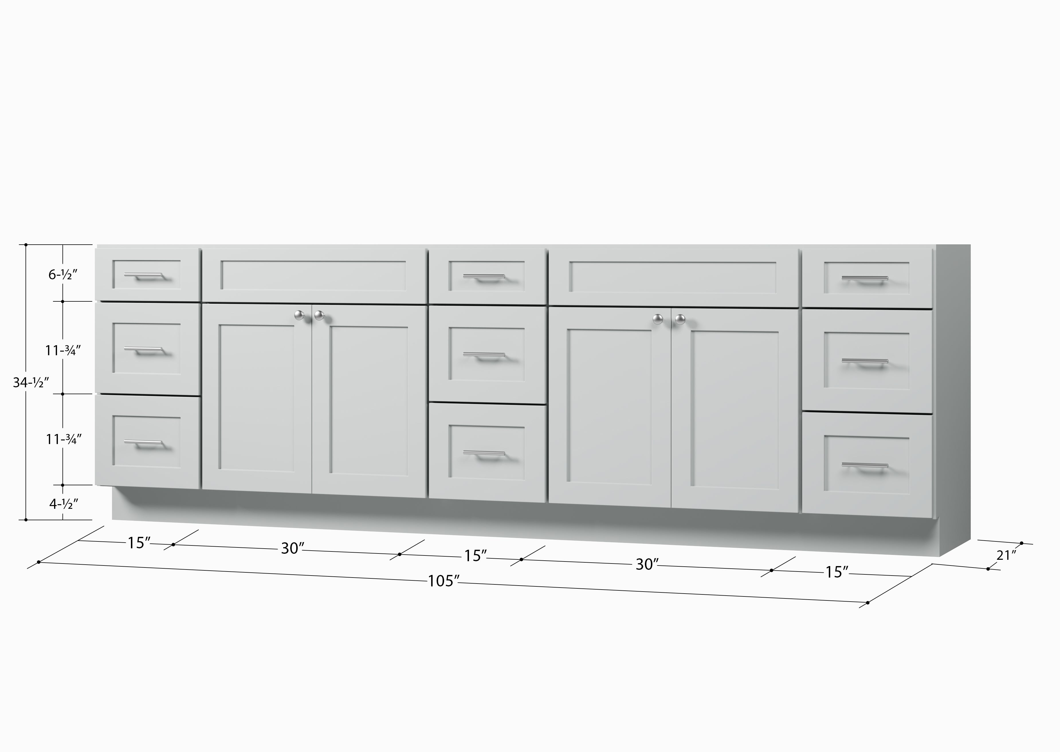 Disar 105'' Double Bathroom Vanity Base only