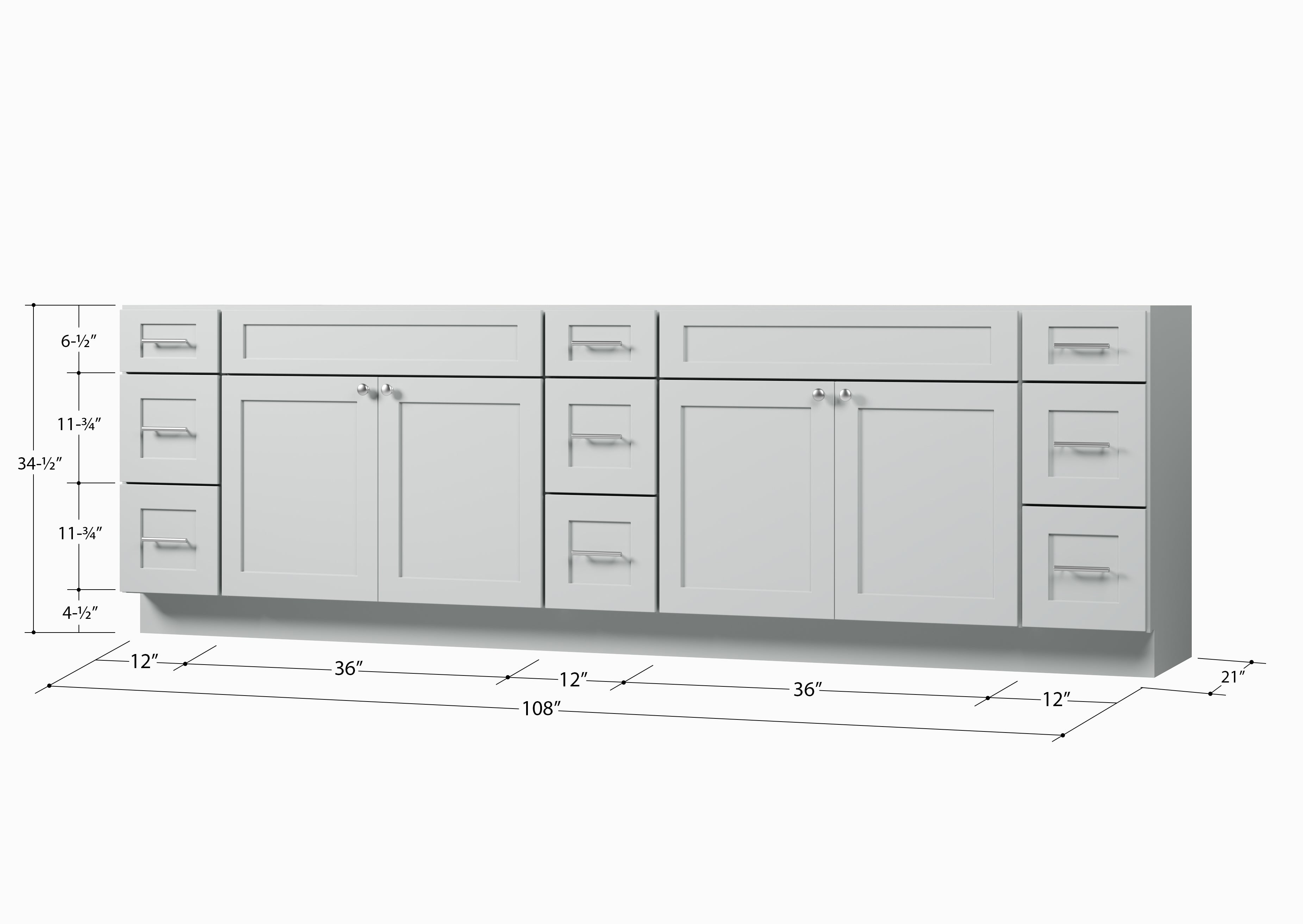 108 Double Bathroom Vanity Base Only
