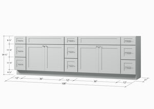 108 Double Bathroom Vanity Base Only