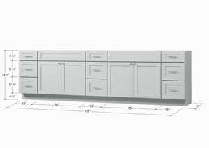 117'' Double Bathroom Vanity Base only