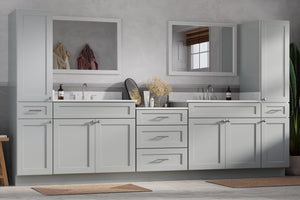 126'' Double Bathroom Vanity Cabinet Shaker Dovetail Solid Wood Drawer Carrara Quartz Top