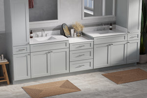 126'' Double Bathroom Vanity Cabinet Shaker Dovetail Solid Wood Drawer Carrara Quartz Top