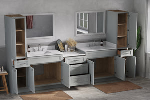 126'' Double Bathroom Vanity Cabinet Shaker Dovetail Solid Wood Drawer Carrara Quartz Top