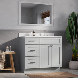 Disar 39'' Left Drawer Single Bathroom Vanity with Quartz Top