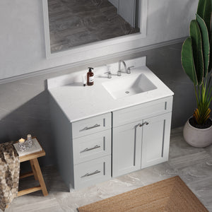 Disar 39'' Left Drawer Single Bathroom Vanity with Quartz Top