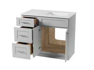 Disar 39'' Left Drawer Single Bathroom Vanity with Quartz Top