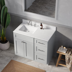 Disar 39'' Right Drawer Single Bathroom Vanity with Quartz Top