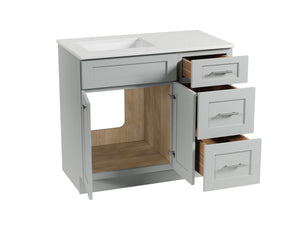 Disar 39'' Right Drawer Single Bathroom Vanity with Quartz Top