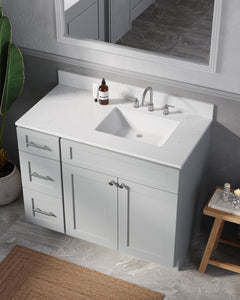 Disar 43'' Drawer Left Single Bathroom Vanity with Quartz Top