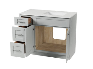 Disar 43'' Drawer Left Single Bathroom Vanity with Quartz Top