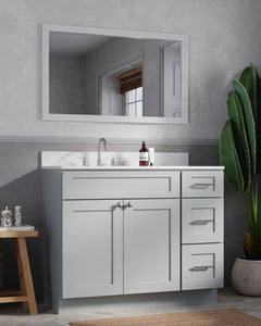 Disar 43'' Drawer Right Single Bathroom Vanity with Quartz Top
