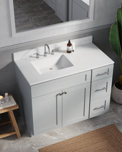 Disar 43'' Drawer Right Single Bathroom Vanity with Quartz Top
