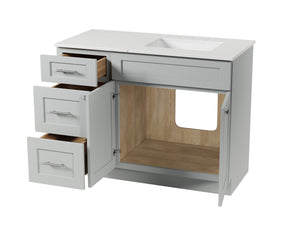 Disar 46'' Drawer Left Single Bathroom Vanity with Quartz Top