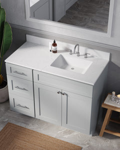 Disar 46'' Drawer Left Single Bathroom Vanity with Quartz Top
