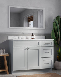 Disar 46'' Drawer Right Single Bathroom Vanity with Quartz Top