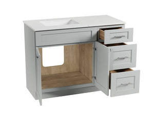 Disar 46'' Drawer Right Single Bathroom Vanity with Quartz Top
