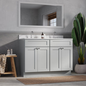 Disar 48" Double Bathroom Vanity Shaker With Carrara Quartz Top-side Splash&back Splash