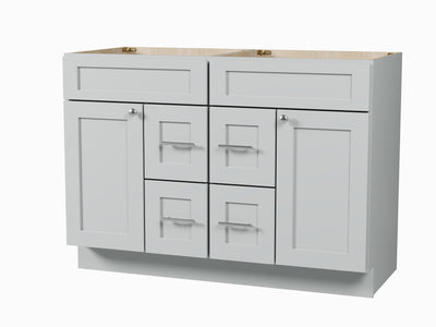[color:Gray] 48 Inch Double Bathroom Vanity Base Only Cabinet, Shaker Style - Gray finish view
