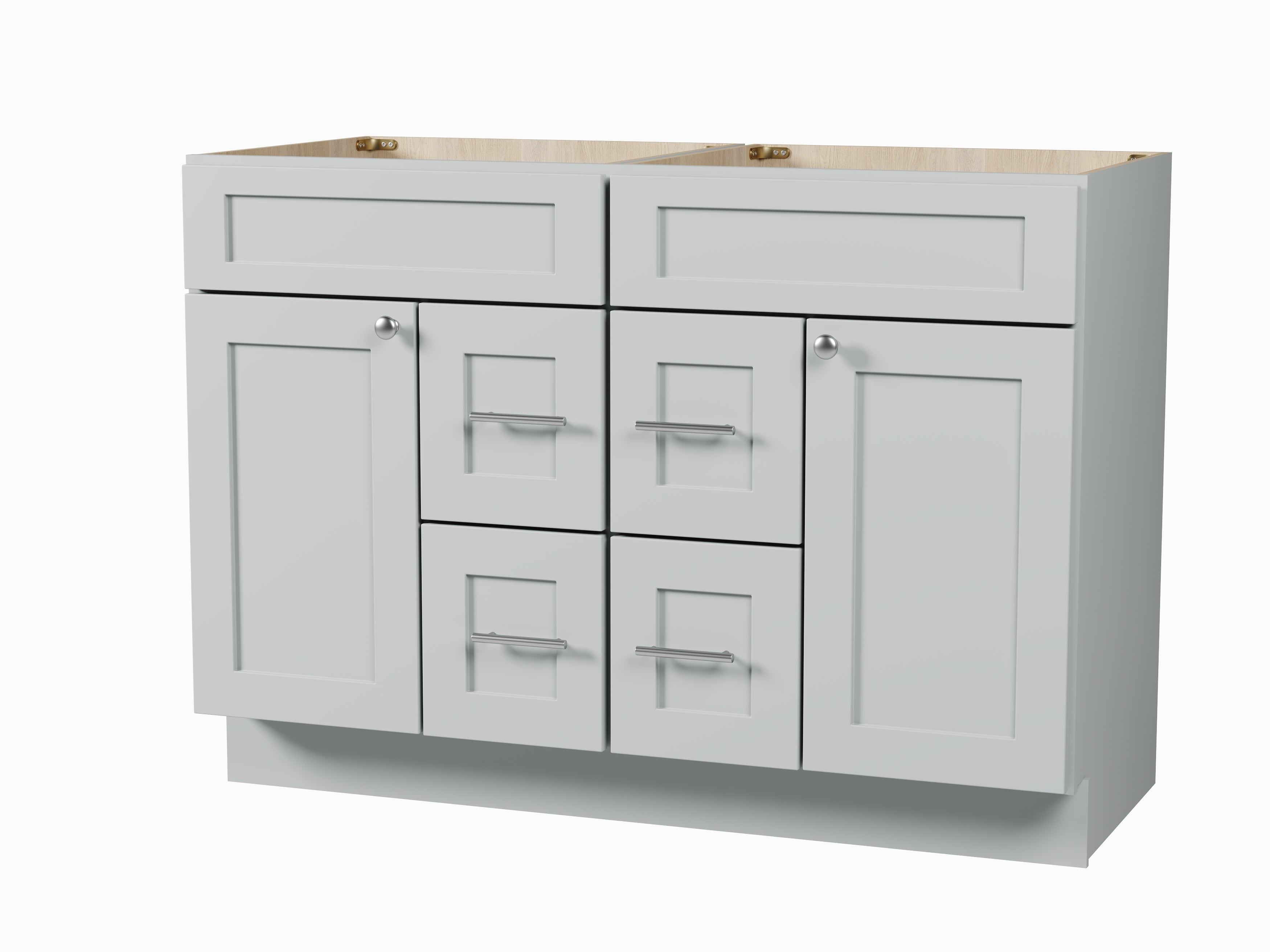 Disar 48 Inch Double Bathroom Vanity Base Only Cabinet Without Top Shaker Style Solid Wood Plywood