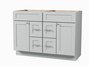 Disar 48 Inch Double Bathroom Vanity Base Only Cabinet Without Top Shaker Style Solid Wood Plywood