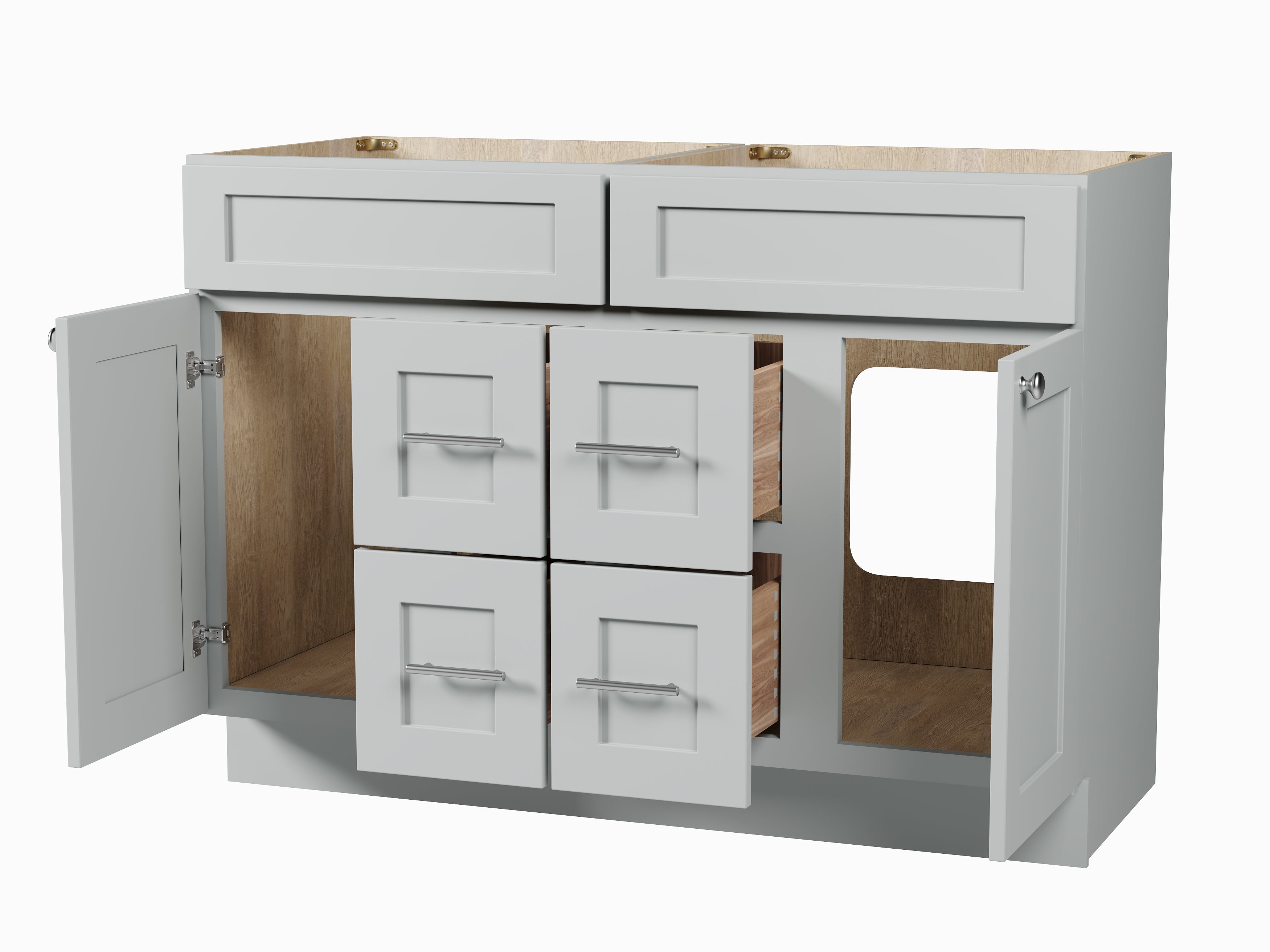 Disar 48 Inch Double Bathroom Vanity Base Only Cabinet Without Top Shaker Style Solid Wood Plywood