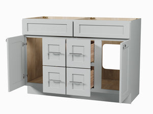 Disar 48 Inch Double Bathroom Vanity Base Only Cabinet Without Top Shaker Style Solid Wood Plywood