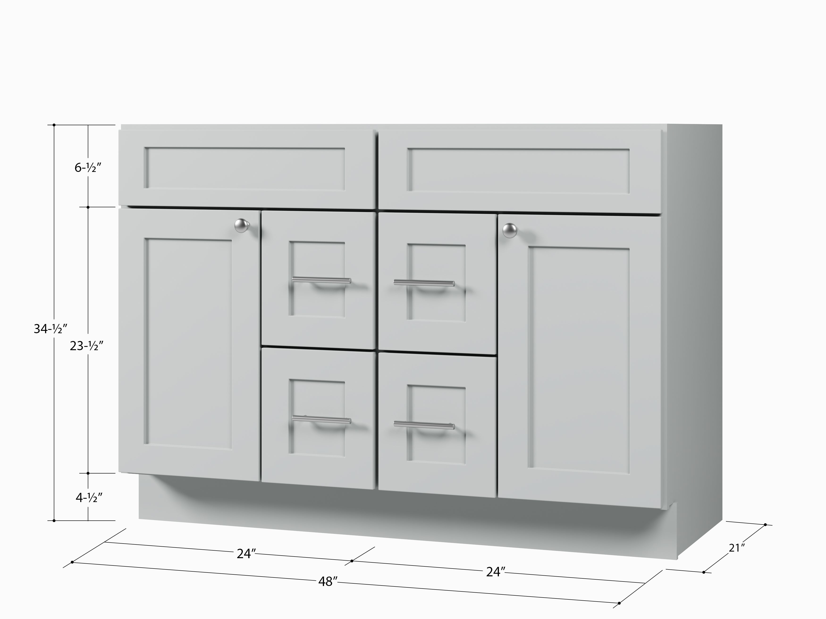 Disar 48 Inch Double Bathroom Vanity Base Only Cabinet Without Top Shaker Style Solid Wood Plywood